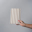 Oatmeal linen fluted wall panel by NU Wall, single decorative wall panel with textured, linen-like finish for modern interior design
