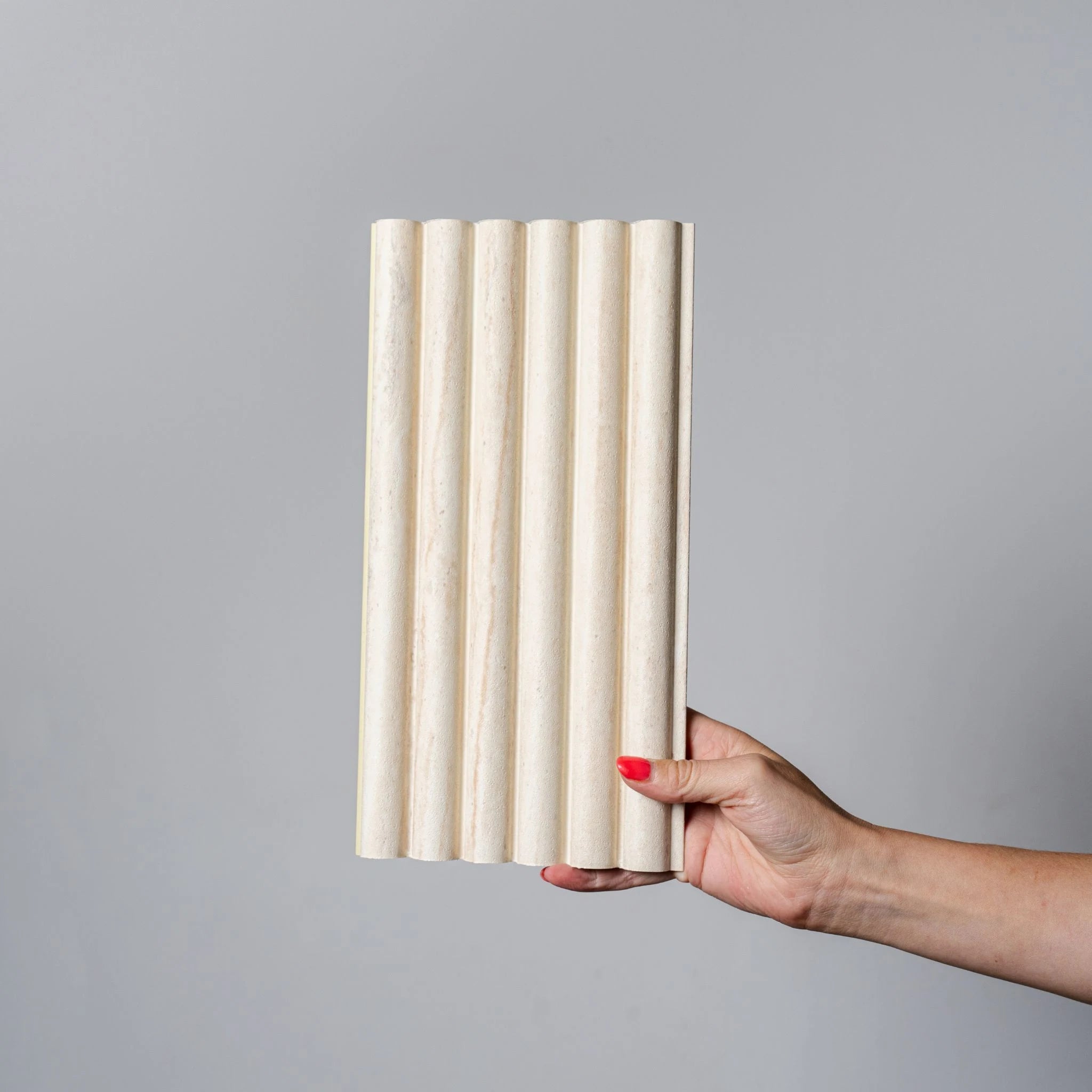 Cool Beige Travertine Reeded Wall Panel - Single